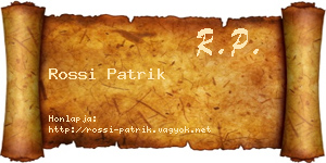 Rossi Patrik névjegykártya